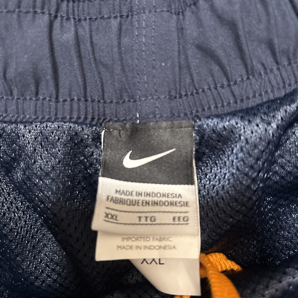 NWT VTG Nike Swim Trunks Shorts Mens XXL Navy Blue Y2K Lined 4" - Picture 6 of 11